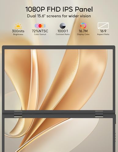 ZSCMALLS Laptop Screen Extender-15.6" Dual Portable Monitor for Laptop USB-C HDMI Stacked Folding Triple Monitor Travel Display with Kickstand VESA for Windows Mac