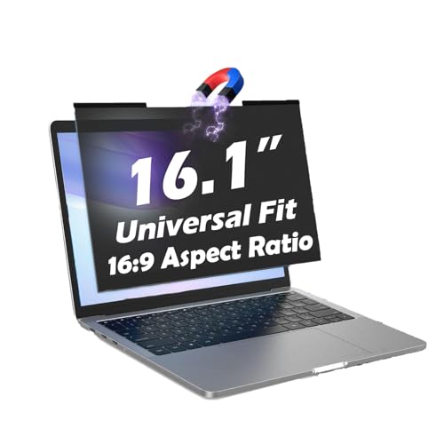 16.1 Inch Magnetic Laptop Privacy Screen – Removable Privacy Filter, 16:9 Aspect Ratio, Anti-Glare, Blue Light Blocking, UV Protection, Dual-Sided, Universal Screen Protector for HP, Dell, Lenovo, ThinkPad, Acer, Asus (16.1 inch 16:9) - size: 16.1 inch 16