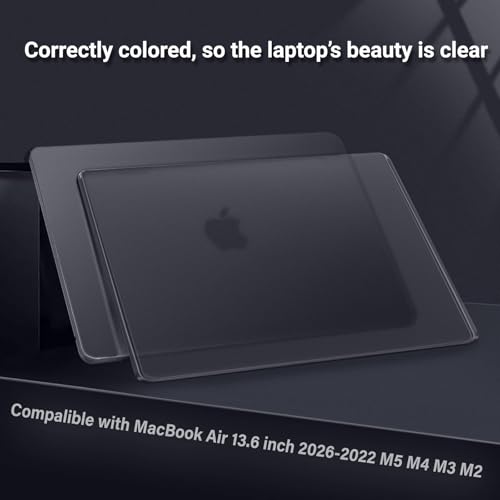 MOSISO Compatible with MacBook Air 15 inch Case M5 M4 M3 M2, Black Clear | Ultra Thin Hard Case,Precision Color & Anti-Fingerprint -Compatible with MacBook Air 15.3 inch A3241 A3114 A2941 2026-2023 - color: Black Clear