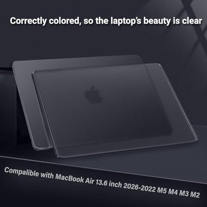 MOSISO Compatible with MacBook Air 15 inch Case M5 M4 M3 M2, Black Clear | Ultra Thin Hard Case,Precision Color & Anti-Fingerprint -Compatible with MacBook Air 15.3 inch A3241 A3114 A2941 2026-2023 - color: Black Clear