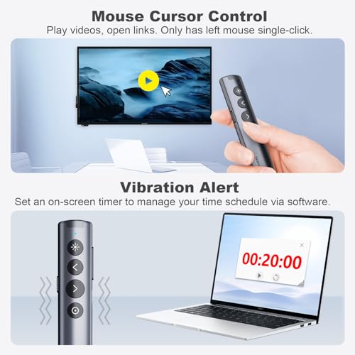 Bluetooth PowerPoint Presentation Clicker with Stylus Pen for Touch Screen | ①Red laser Pointer②Metal Housing③Magnifier/Highlight/Mouse Left Click④TV Screen & Projector Clicker⑤Built-in Storage Receiver - color: Red - BLE&USB-A + Touch Pen