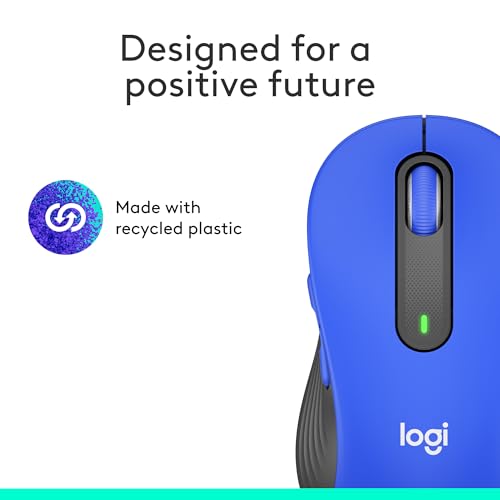 Logitech Signature M650 L Full Size Wireless Mouse - Classic Blue | Large Sized, 2-Year Battery, Customizable Side Buttons, Bluetooth, Compatible with PC, Mac, Multi-Device, Chromebook - color: Classic Blue