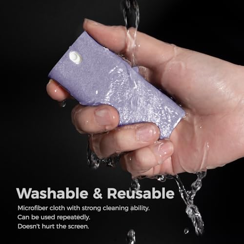 CLICK CLEAN Screen Cleaner with Pull-Out Stand & Microfiber, Purple | Fine Mist Spray, Streak-Free, Anti-Static, Removes Fingerprints & Smudges, Gentle Formula, For Phones, Laptop and Tablet - color: Purple