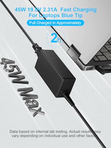 BIYTC Stream 14 & 11 Laptop Charger for HP 45W Computer Blue Tip Power Cord | 19.5V 2.31A,Notebook 15 Model 4.5mm Smart Blue Tip Computer Power Cord
