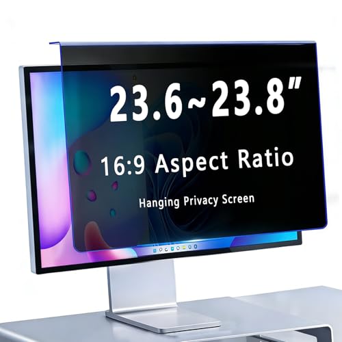 Hanging Privacy Screen Filter for 23.6/23.8" 16:9 Widescreen Computer Monitor, Anti-Peep & Blue Light Blocking, ±30° Privacy Shield, Eye Protection for Office & Data Security (23.6/23.8"16:09 (543×316mm)) - size: 23.6/23.8"16:09 (543×316mm)
