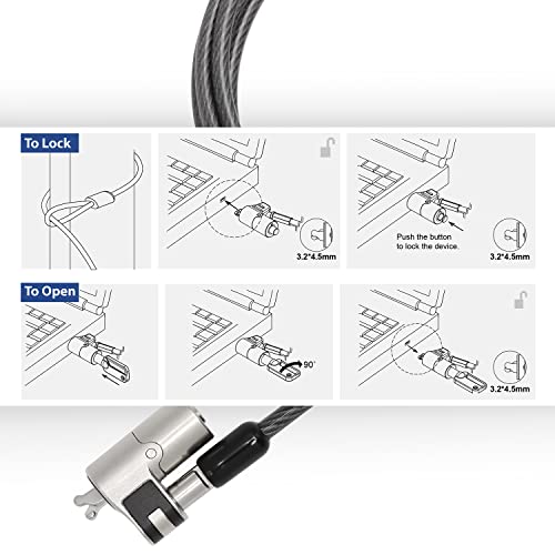 ACT Laptop Lock Security Cable 2m, Keyed Cable, Wedge Slot Notebook Lock, Swivel Lock Head, Laptop Lock Dell, Portable Anti-Theft Cable - AC9040 - style: Key