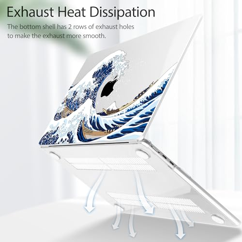 Tuiklol for MacBook Air 13 inch Case M5 2026 M4 2025 M3 2024 M2 2022 Release Model A3449 A3240 A3113 A2681,Plastic Hard Shell Cover for MacBook Air 13.6 with Touch ID, Sea Wave - color: Sea Wave