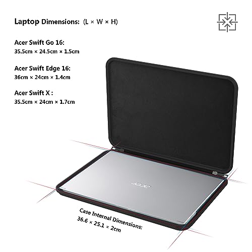 Smatree 16 inch Hard Water-Resistant Sleeve Case for Acer Swift Go 16-SFG16-71-52SD/Edge 16-SFA16-41-R6YS, for Acer Swift X Laptop-SFX16-52G Laptop - color: For 16inch Acer Swift