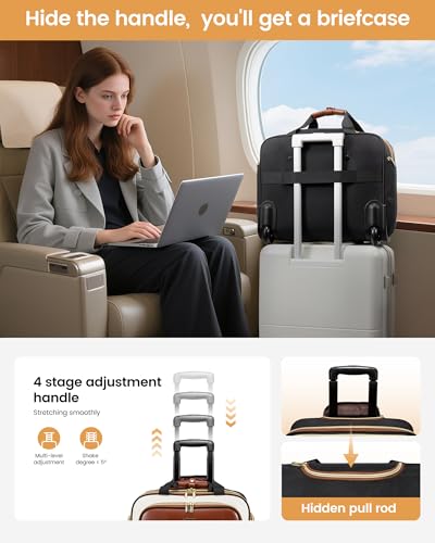 LOVEVOOK Rolling Laptop Bag Women, 17.3 Inch Laptop Briefcase with Wheels for Work Travel Business, Underseat Carry On Luggage Case,Green-Beige - color: Green-Beige