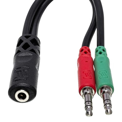 Hosa YMM-107 Headset/Mic Breakout Cable, 3.5 mm TRRSF to Dual 3.5 mm TRS
