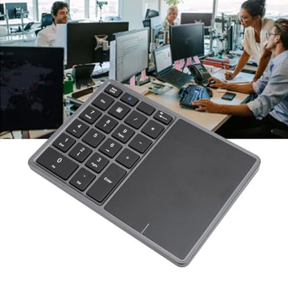 XUMIUZIY Numeric Keypad, 22 Keys Dual Modes Bluetooth4.2 Wire Less Number Pads with Touchpad, Slim External Numpad Keyboard for Laptop Desktop PC (Dark Gray) - color: Dark Gray