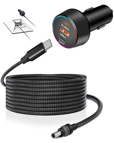Starlink Mini Car Adapter with DC Power Cable, 12V-24V Car Charger Accessories for Starlink Mini, PD 30W + USB-A 22.5W + PD 100W Car Power Supply for Trucks, RVs, Boats - 10FT Braided Cable - size: 10FT