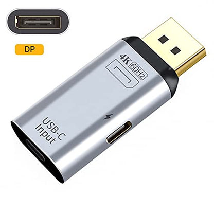 USB-C Type C Female Source to Displayport DP Sink HDTV & PD Power Adapter 4K 60hz 1080p for Phone & Laptop