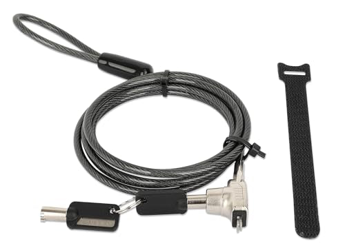 Manhattan Keyed Laptop Lock -with Long 6 ft Security Cable, Strong Cut Resistant Steel, 2 Keys Included - for Computer, Notebook, Displays, Projector – Lifetime Mfg Warranty- 440486