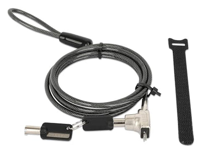 Manhattan Keyed Laptop Lock -with Long 6 ft Security Cable, Strong Cut Resistant Steel, 2 Keys Included - for Computer, Notebook, Displays, Projector – Lifetime Mfg Warranty- 440486