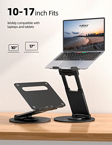 Nulaxy Telescopic 360 Rotating Laptop Stand for Desk Adjustable Height Swivel Pull Out Design Ergonomic Laptop Riser Fits All 10-17" Laptops Computer MacBook, Black - color: C-Black