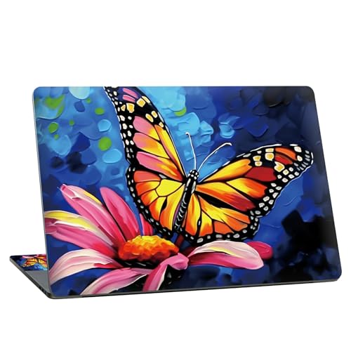 Universal Laptop Skin Sticker with 2 Wrist Pad Skins, Waterproof Scratch Resistant Vinyl Laptop Cover Decal, Cut to Fit for 11–15.6 Inch MacBook HP Dell Lenovo, Butterfly Flower - color: Butterfly Flower