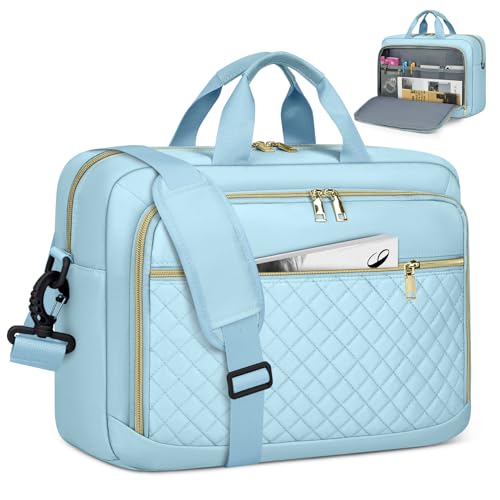 NEWHEY Laptop Bag 17.3 Inch Laptop Briefcase for Women Large Computer Bag | Water-resistant Shoulder Messenger Bag with Multi-Pockets & Padded Strap for Business Office Work College Blue - color: Blue, size: 17 inch