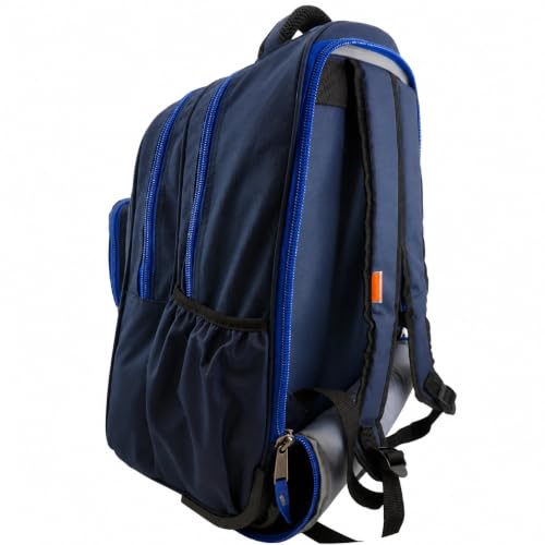 Heavy Duty Rolling Backpack School Bookbag with Wheels Deluxe Wheeled Daypack - color: Navy