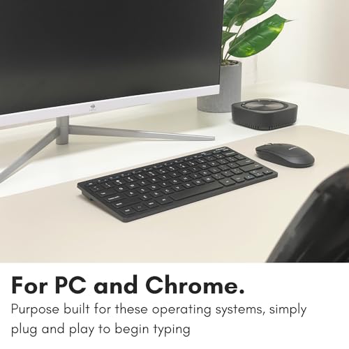 Macally Compact Wireless Keyboard - 2.4 Small Keyboard for Laptop, Desktop PC, Surface, Chromebook, Notebook, Slim Mini Key board with 2.4G Wireless USB - Portable, Ready for Travel without Number Pad - color: Black