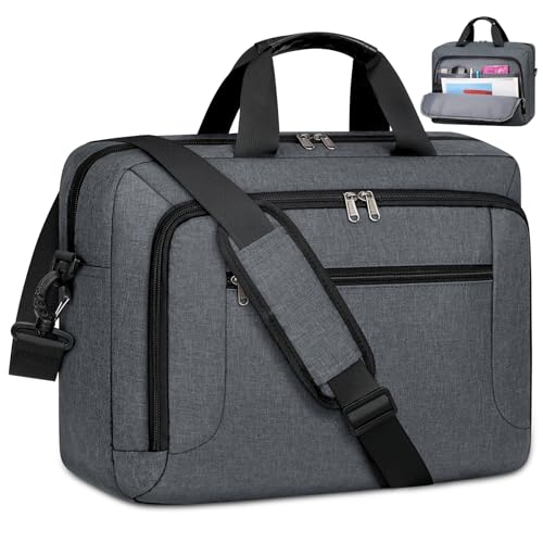 Laptop Bag 15.6 Inch Laptop Briefcase for Men Work Laptop Case Computer Bag | Large Waterproof 15.6 Inch Laptop Bag for Men & Women, Adjustable Shoulder Messenger Bag for Business, Travel, College, Grey - color: Grey, size: 15.6 inch