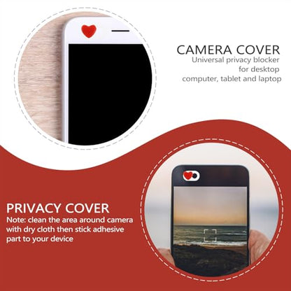 2 Pcs Ultra-Thin Abs Webcam Privacy Covers with Heart Pattern, Easy to Use Sliding Laptop and Tablet Camera Privacy Shutters, White Computer Web Camera Cover Slide