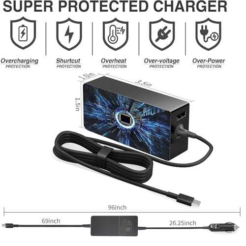 100W Car Charger - Laptop Car Charger USB C for Dell Latitude/Dell Precision/Dell XPS, MacBook Pro/Air, HP Spectre/Elitebook, Lenovo Thinkpad/Yoga/IdeaPad, Samsung Acer Asus Steam Deck | for Dell Latitude Precision XPS, MacBook Pro/Air, HP Spectre/Elitebo