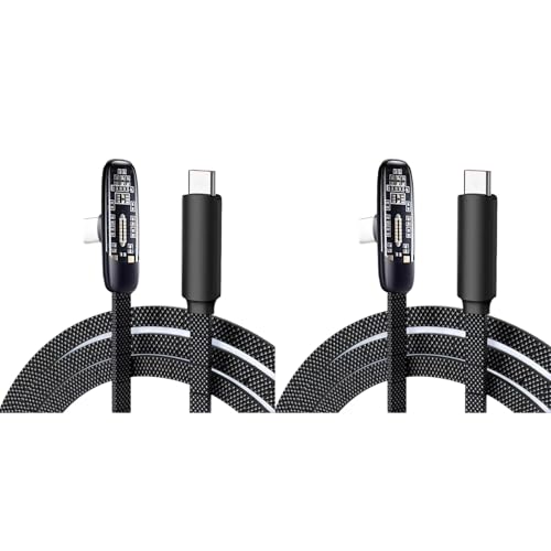 1/2 / 3pcs Type C to Type C Chargers Cable Supports 100W Fast Charging Braided Cord Right Angles Design 100/150 / 200cm Power Cord - color: 1.5m, size: 2 pack