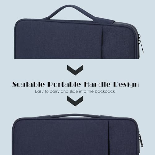 ProElife 13 Inch Laptop Sleeve for MacBook Neo, Retractable Handle, Navy | Precision Fit, Soft Inner Lining Padded, Anti-Scratch, Extra Attached Pocket, Travel Carry Laptop Bag for Home Office - color: Navy Blue