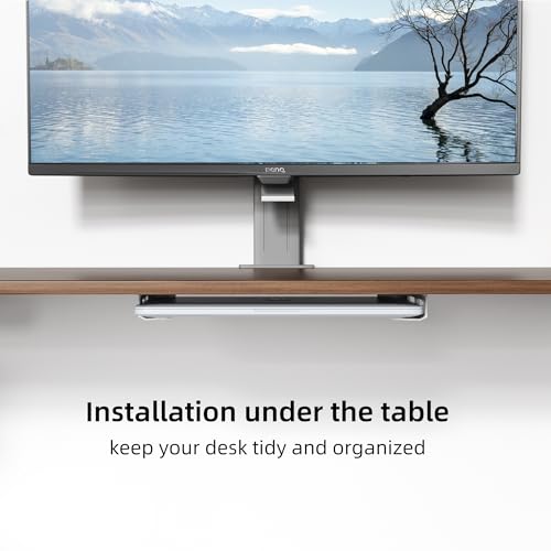 Wall & Under Desk Laptop Mount Holder–Adhesive & Screw in,1.02"/ 26 mm,Anti-Scratch Pads,Universal for MacBooks,Surface,Keyboards,Tablets,Switch &More,Matte Silver - color: Matte Silver