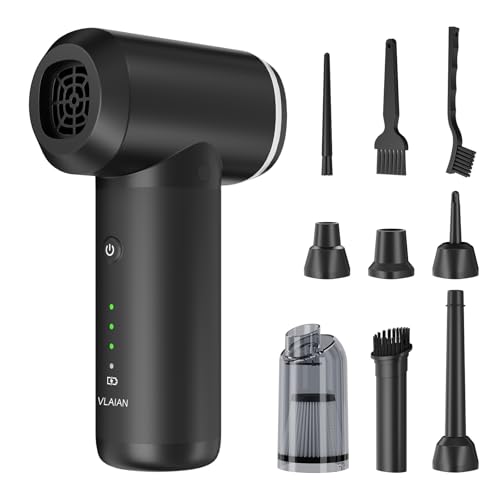 Compressed Air Duster,6000mAH 160000RPM Electric Air Duster,3-Speed Adjustable Mini Air Blower with Brushless Motor,2 in 1 Compressed Air Can for Keyboard PC Car Home