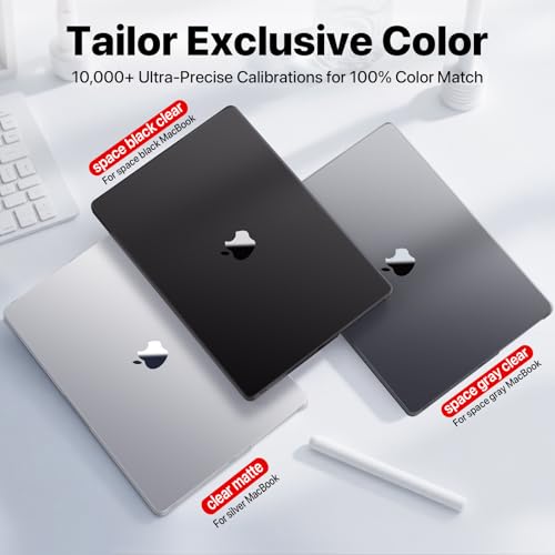 Soonjet Matte Case for MacBook Pro 14 inch M5 M4 M3 M2 M1 2026-2021 Laptop | Anti Cracking, Color Match, Space Black Clear, Protective Hard Shell Cover, Fingerprint & Scratch Resistant, Ultra Thin Fit - color: Frosted Space Black