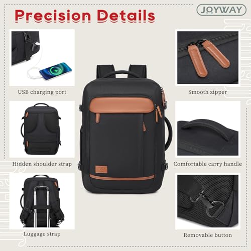 Joyway Expandable Carry on Luggage Sets Airline Approved, Lightweight Hard Shell 20 Inch Carry-on Suitcase with Spinner Wheels - color: Black, size: Carry on luggage