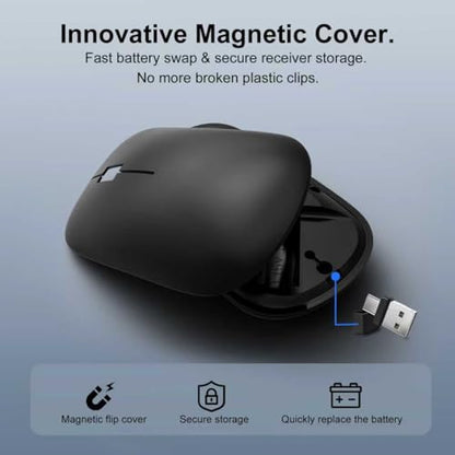 Bluetooth Mouse for MacBook, USB C Wireless Mouse, Silent, 4-Mode USBC/USB & BT5.0/3.0, Magnetic Cover, Symmetric, Long Battery Life, Multi-Device Slim Portable Travel for Laptop Tablet iPad Mac PC - color: WirelessBlack