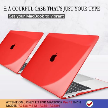 CISSOOK Clear Red Case for MacBook Pro 13 Inch 2025-2020 Release | 4in1 Set Hard Shell Case with Keyboard Cover +Screen Protector for MacBook Pro 13 M2 A2338 M1 A2251 A2289 -Clear Red - color: Clear Red