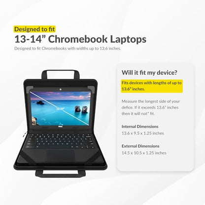 13-14 Inch Zip Lite Always-on Chromebook Protective Hard Case with Accessory Pouch & Shoulder Strap - size: 1 Pack