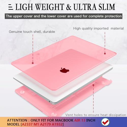 CISSOOK for MacBook Air 13 Inch Case Pink,Plastic Hard Shell Case with Keyboard Cover and Screen Protector for MacBook Air 13 2021-2018 Released A2337 M1 A2179 A1932 Model with Touch ID - Clear Pink - color: Air13inch-Clear Pink