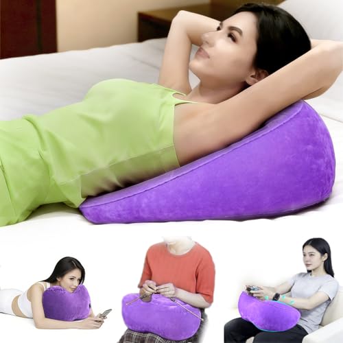 Inflatable Acid Reflux Pillow, Portable Pillow Wedges for Sleeping, Lap Desk Gaming Pillows for Travel, Multi-Functional Wedge Yoga Pillow for Reading, Laptop, Crocheting, Body Positioners