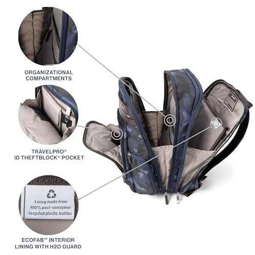 Travelpro Platinum Elite Laptop Travel Backpack, Business, Water Resistant, Men and Women - color: Navy Camouflage, size: 16 inches