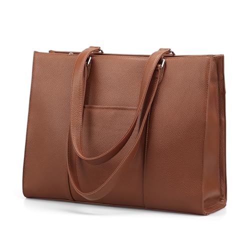 befen Genuine Leather Tote Bag for Women Work Travel Leather Purse Handbags | Real Leather, Padded 14" Laptop Compartment, Multi-Pockets, Zipper, Tote Bag for Daily - color: Z2-cognac Brown