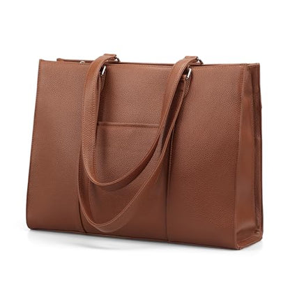 befen Genuine Leather Tote Bag for Women Work Travel Leather Purse Handbags | Real Leather, Padded 14" Laptop Compartment, Multi-Pockets, Zipper, Tote Bag for Daily - color: Z2-cognac Brown