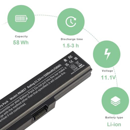 PA3817U-1BRS Battery for Toshiba Satellite L755 C655 M645 L750P L600 L675 L675D L700 L745 L750D L755D M640 P745 Series, Fit PA3818u-1BRS PA3819U-1BRS - size: 7.36x1.75x1.27inch PA3817
