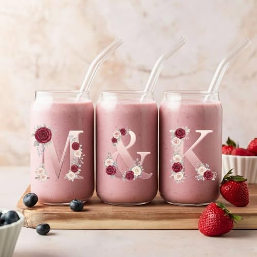 Floral Alphabet Letters UV DTF Cup Wraps Stickers 10 Sheets | Waterproof UV DTF Stickers, Custom Vinyl Decals for 16oz Coffee Cups Tumblers Bottles Mugs, DIY Gifts & Crafts - style: Flowers with 26 Alphabet Letters