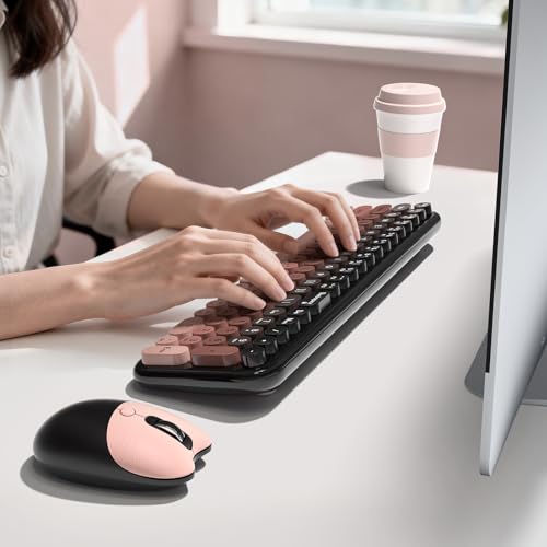 MOFII Wireless Keyboard and Mouse Combo, Full Size 2.4G Retro Round Computer Keyboard and Mouse Set, Plug and Play, for Windows, Computer, Desktop, PC, Notebook - (Lovely BlackBerry Gradient) - color: Blackberry Gradient