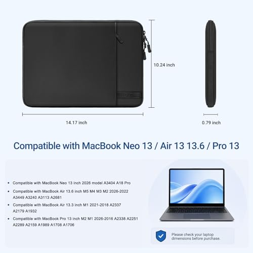 MOSISO Laptop Sleeve Compatible with MacBook Pro 14 inch M5 M4 M3 M2 M1 | 360 Degree Protective Portable Water Resistant Laptop Carrying Case Computer Bag with Vertical Pocket&Small Case, Black - color: Black, size: 14 inch