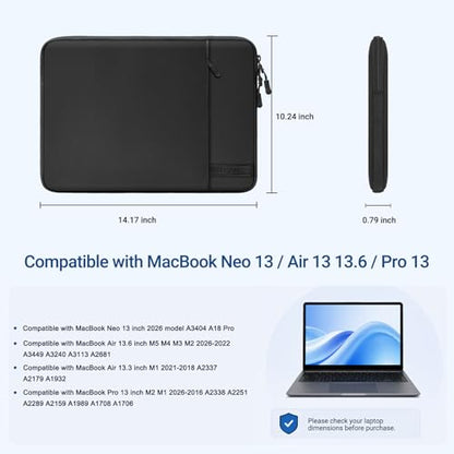 MOSISO Laptop Sleeve Compatible with MacBook Pro 14 inch M5 M4 M3 M2 M1 | 360 Degree Protective Portable Water Resistant Laptop Carrying Case Computer Bag with Vertical Pocket&Small Case, Black - color: Black, size: 14 inch