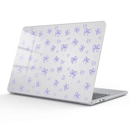 for MacBook Air 13.6 Inch Case M5/M4/M3/M2 2026-2022 Release A3449 A3240 A3113 A2681 Purple Bowknot Cute Girly Design Crystal Clear Girly Case Laptop Protective Hard Shell Cover - color: Purple Bowknot