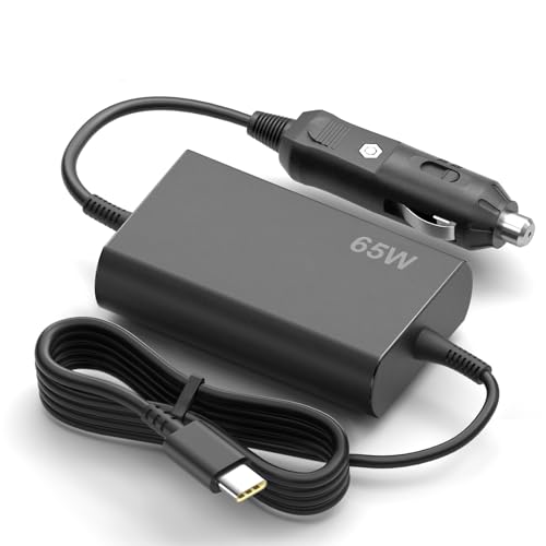 Laptop Car Charger USB C 65W DC Adapter for Lenovo Thinkpad Yoga Ideapad Slim ThinkBook MacBook Dell Latitude Chromebook Asus Acer HP Samsung and All Device with Type-C Port