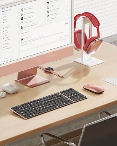 seenda Bluetooth Keyboard and Mouse Combo for Mac, SKM64-2 Rechargeable Silent Wireless Keyboard Mouse Compact Slim, 3 Multi-Device Connection, Compatible for Mac MacBook Pro/Air iPad, Black Rose Gold - color: Black & Rose Gold