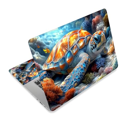 Universal Laptop Skin Sticker Decal,15.6 Inch Laptop Vinyl Cover for 13" 14" 15.6" Laptop,Scratch-Resistant Waterproof Protector Wrap,Reusable with Wrist Pads,Rainbow Sea Turtle Reef - color: Rainbow Sea Turtle Reef